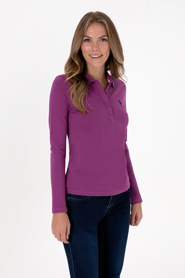 Women's Violet Basic Polo Neck Sweatshirt 50307755-Vr037