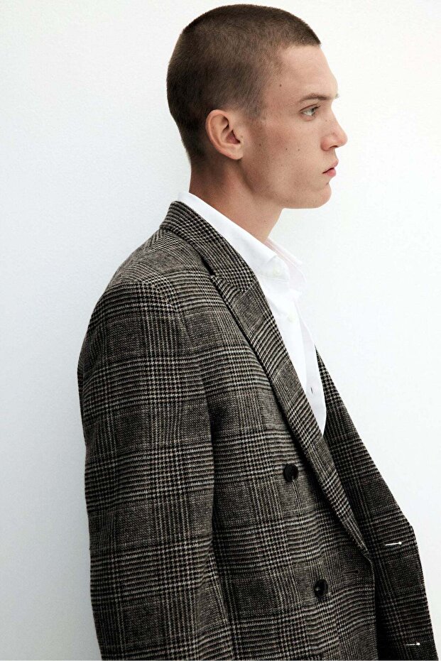 سترة مزدوجة الصدر من مزيج الصوف بقصّة عادية - 6