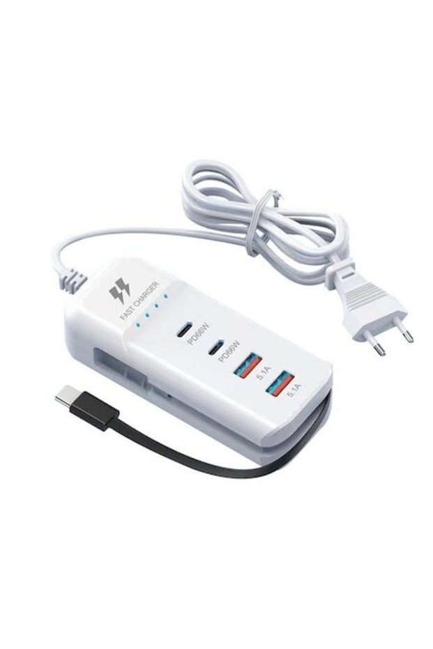 Încărcător multifuncțional, 2 x USB-A + 2 x USB-C