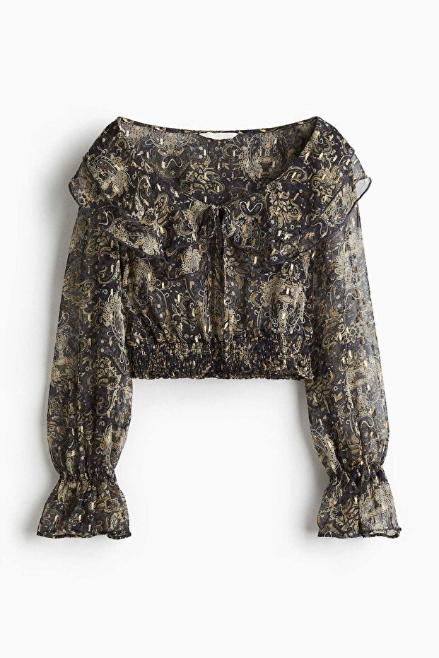 Smocked chiffon blouse