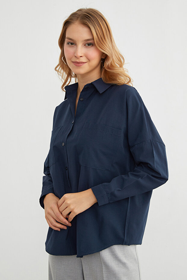 Basic Çift Cepli Gömlek - 2