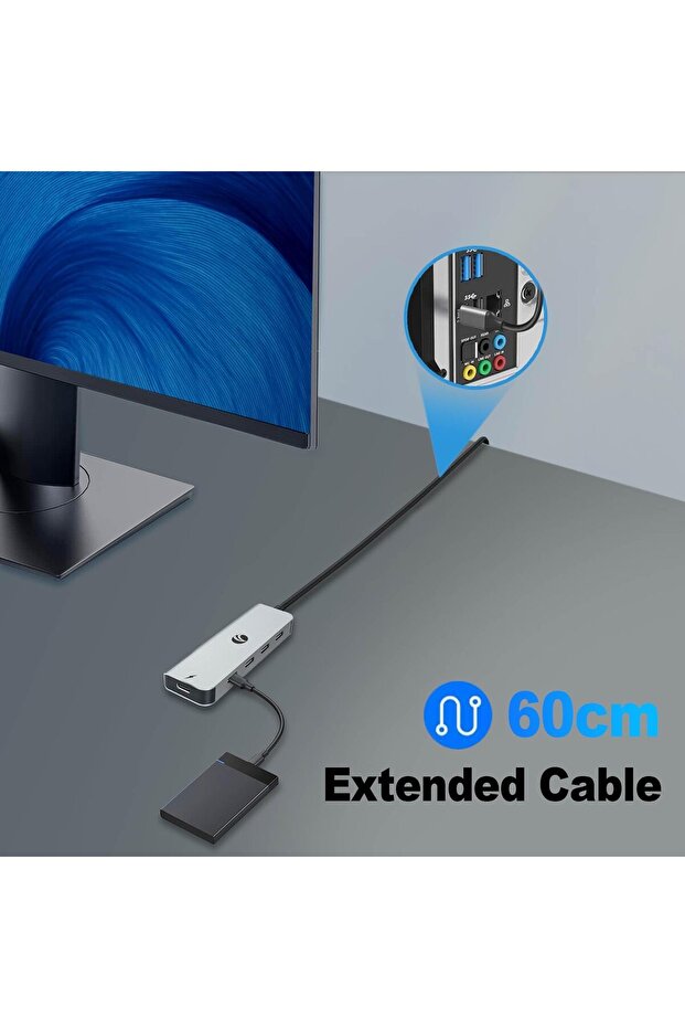 10Gbps USB C Hub - 5-Port USB-C Splitter with 100W Power (Gray) - 5