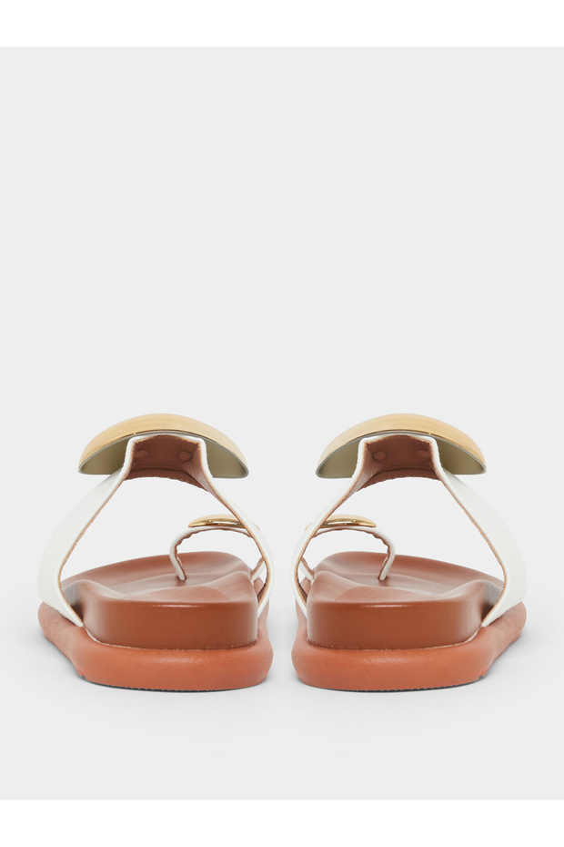 Metal Accent Toe-Loop Flat Sandals - 5