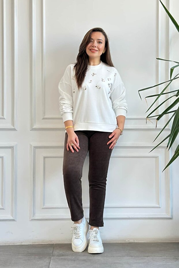 Elastic Waist Velvet Skinny Pants