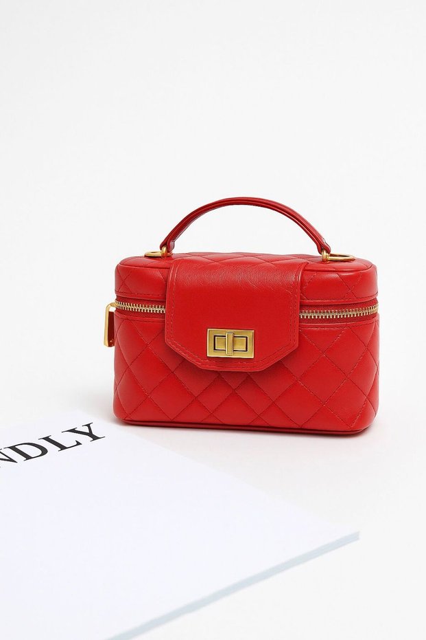 Luxury Quilted Printed Handbag with Lock Detail