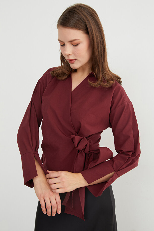Basic Kruvaze Bağlamalı Gömlek - 7