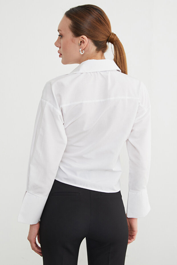 Basic Kruvaze Bağlamalı Gömlek - 6