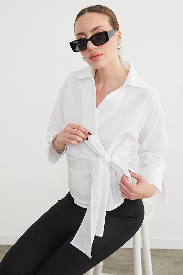 Basic Kruvaze Bağlamalı Gömlek - 1