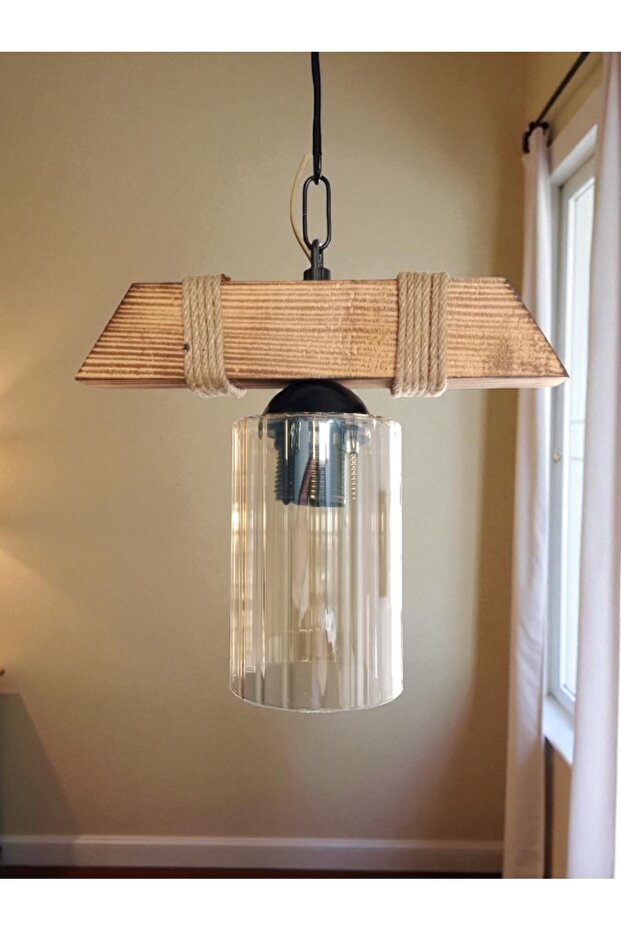 Ahşap Avize Tekli Halat - 4