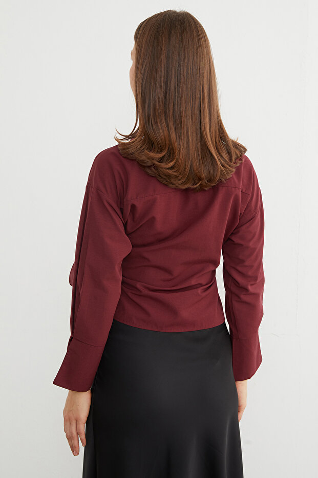 Basic Kruvaze Bağlamalı Gömlek - 8