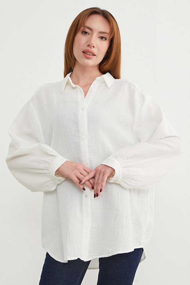 Basic Oversize Gömlek - 6