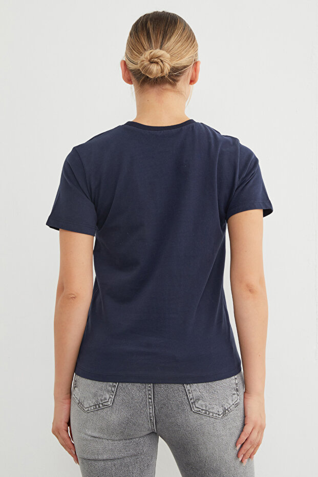 Basic Bisiklet Yaka Tişört - 5