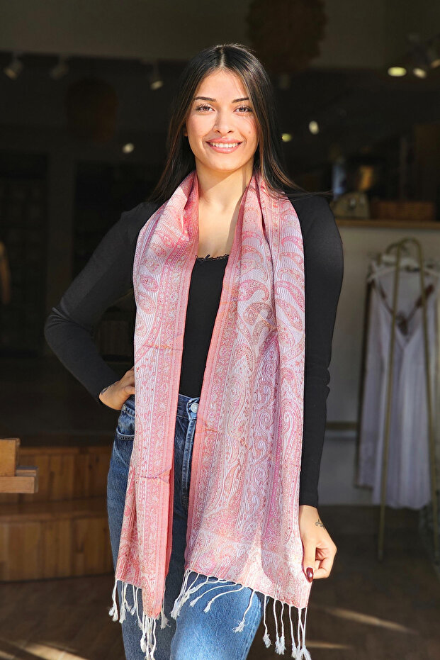 Pembe Jakarlı Fular - 4