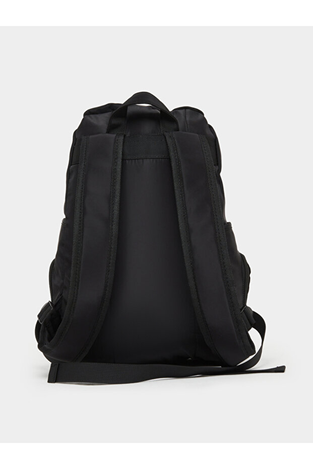 حقيبة ظهر من النايلون الأسود برباط - 2