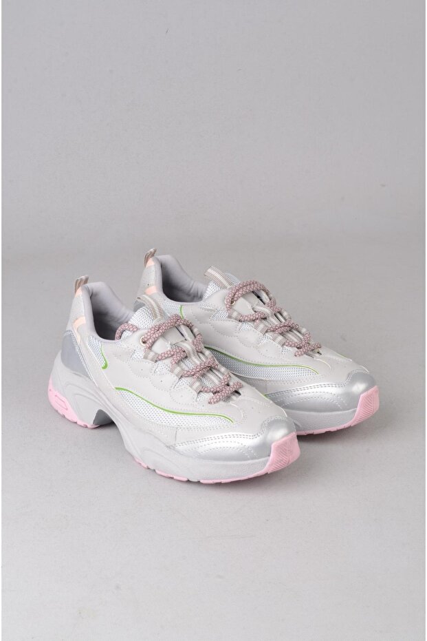 Seç 34120 Thick Sole Women's Sneakers Gray-Pink