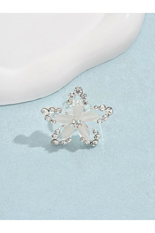 خاتم فضي على شكل زهرة - 5