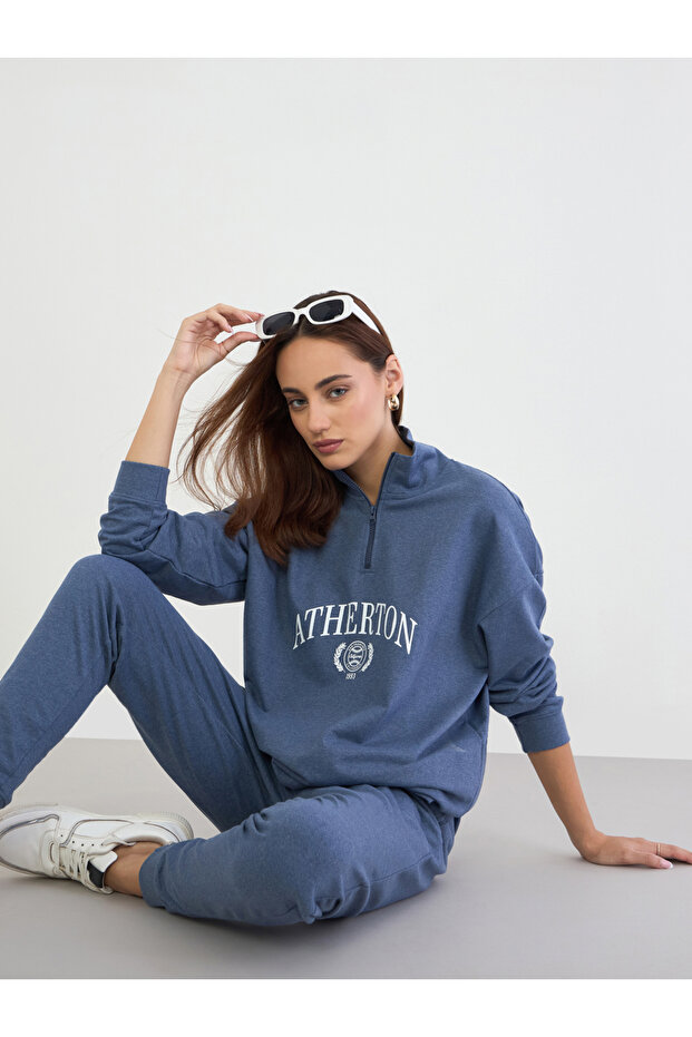 Blue Oversized Longline Sweatshirt and Joggers Co-Ords