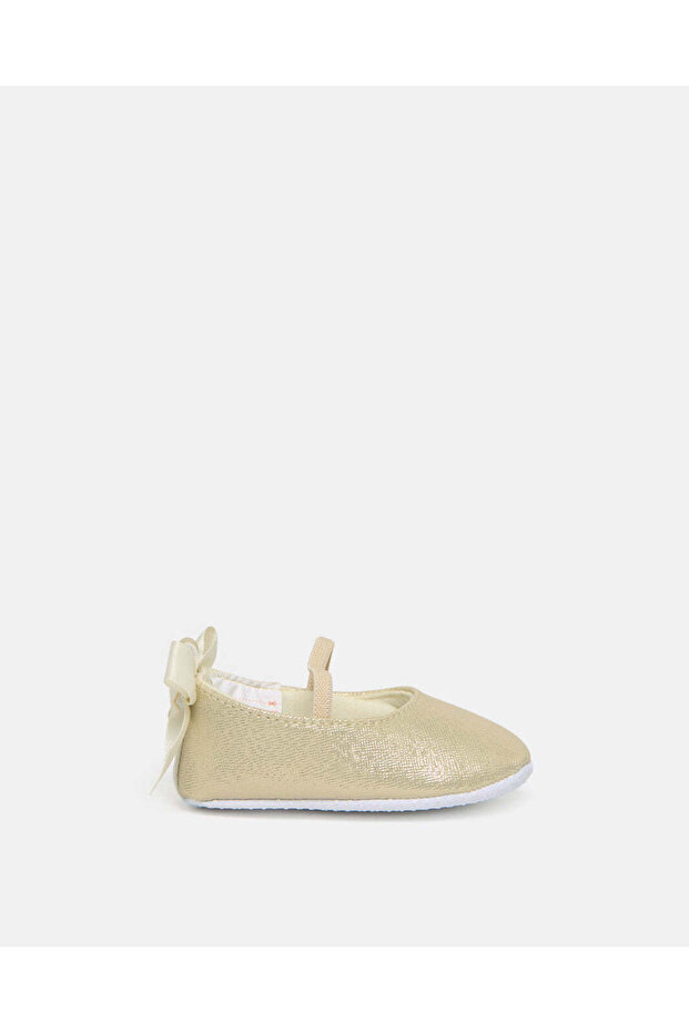 Baby Gold Bow Embellished Pram Shoes