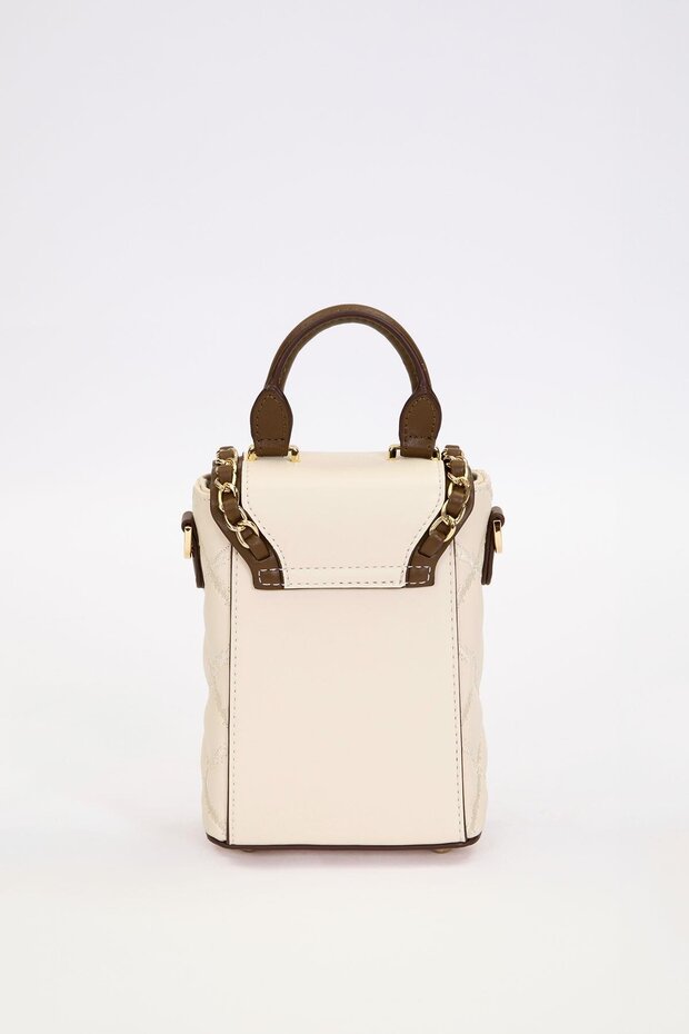 حقيبة يد مستطيلة الشكل باللون الكريمي - 4