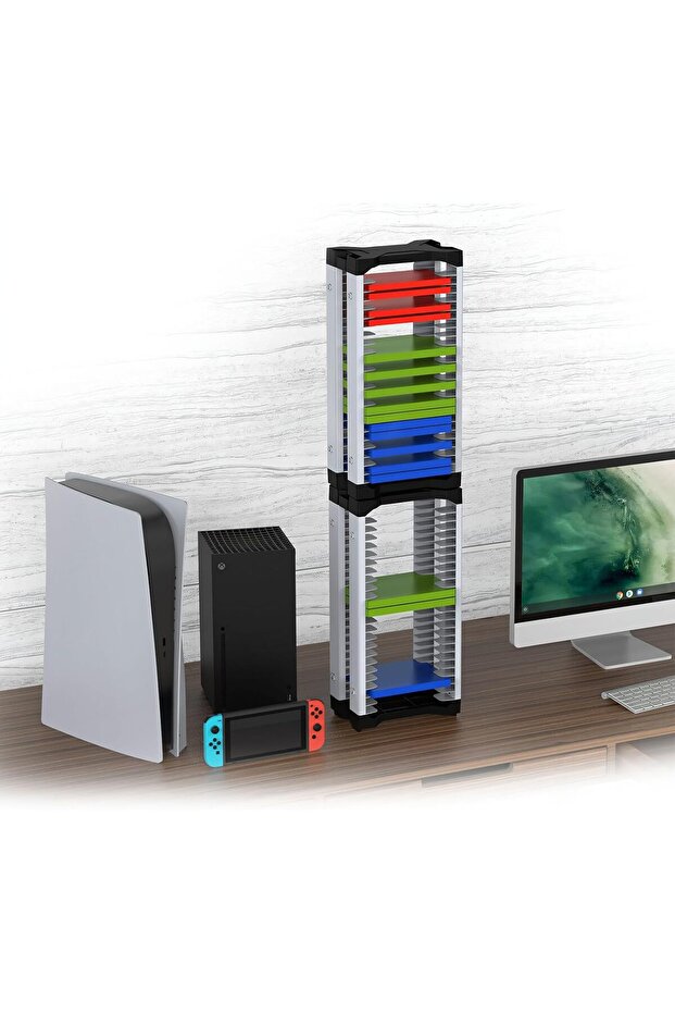 HEATFUN Game Storage Tower (Holds up to 46, Hooks for Headset/Controller) - 2