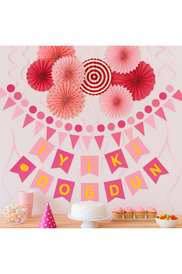 Gilded Happy Birthday Lettering Pink Gold Lettering, 125 cm × 2 Rows, Colorful, Party, Celebration, Birthday
