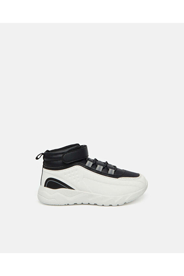 Boys White And Black High Top Sneakers