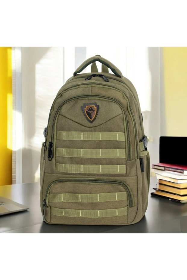 Canvas 4 Zipper Compartments Water Repellent Water Compartment Sports Travel Middle School High School Daily School Backpack 674
