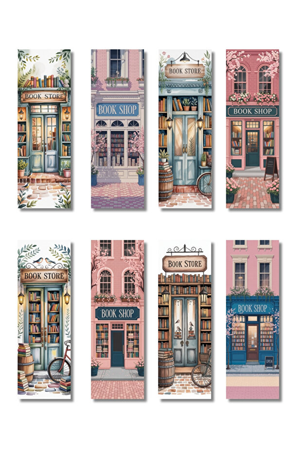 Bookshop Bookstore Design Gift Set of 8 Bookmarks