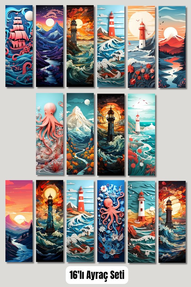Lighthouse Nature Landscape Design Gift Bookmark Set of 16
