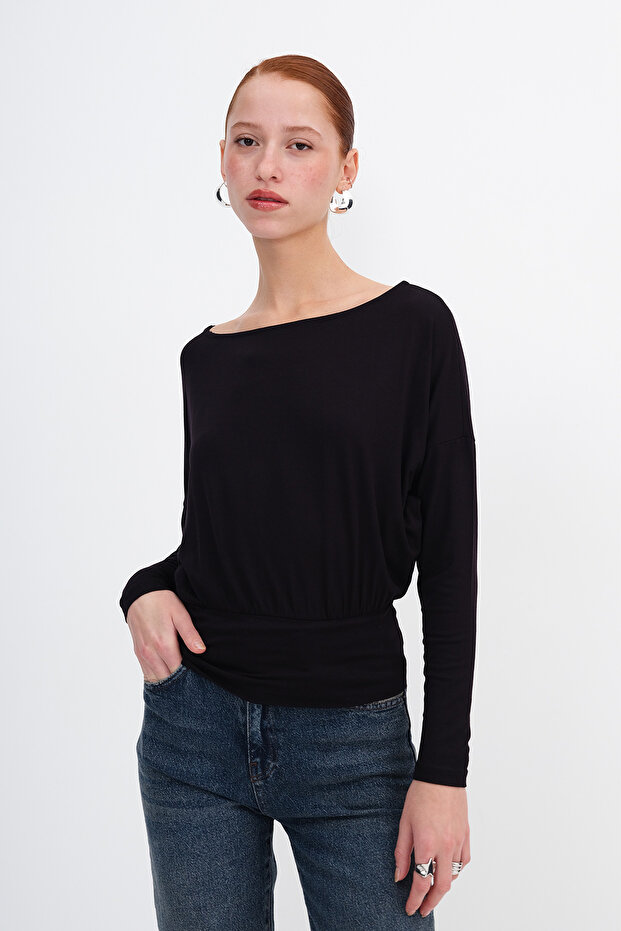 Kayık Yaka Basic Bluz B12409 - 1