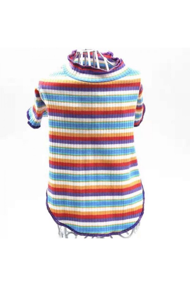 COTTON STRIPED DOG CLOTH SUMMER T-SHIRT (LARGE)