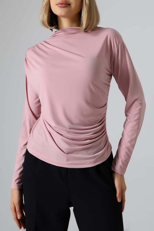 Sandy Turtleneck Ruched Detail Blouse – Comfortable & Elegant