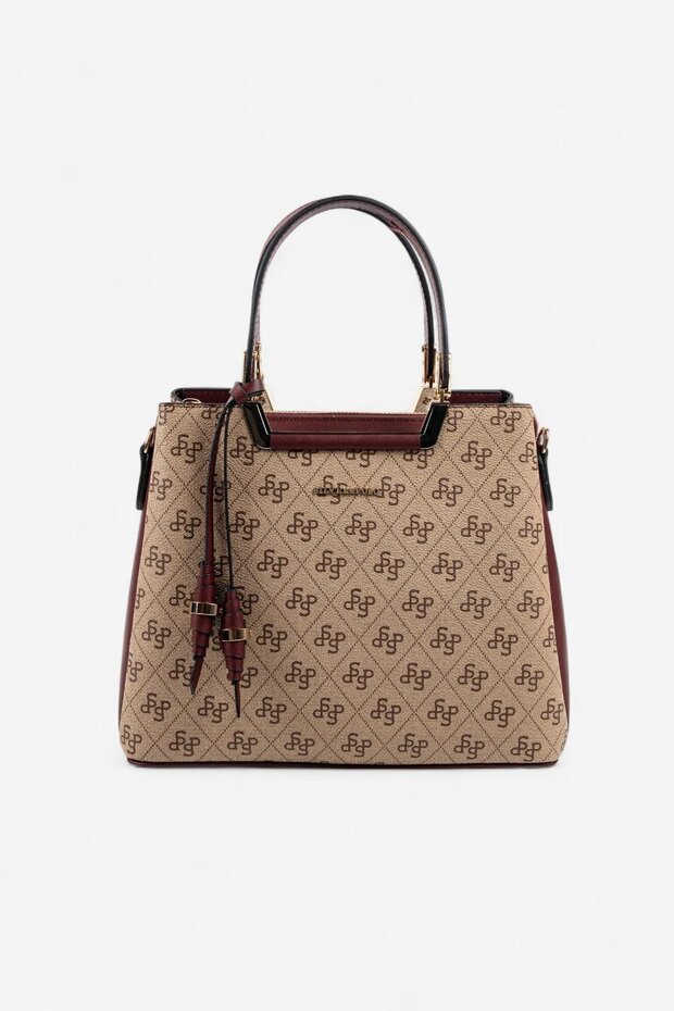 Dark Beige - Burgundy Monogram Women's Handbag Sp969