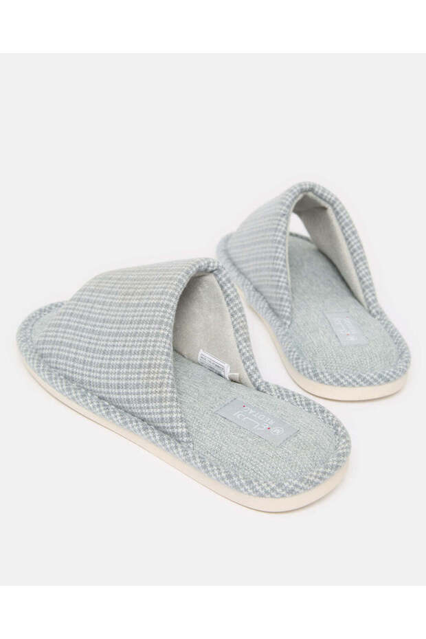 Men Grey Checkered Slipper - 4