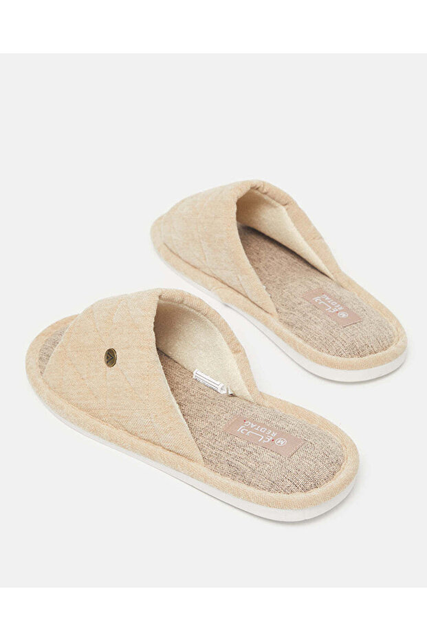 نعال رجالية سادة باللون البيج - 4