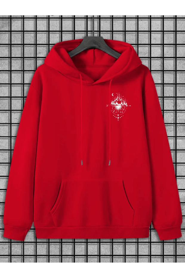 هودي رجالي منقوش بنمط البوصلة الكونية قصة فضفاضة - 2