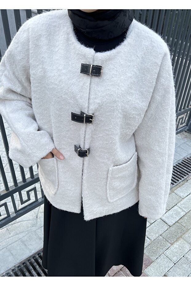Tüylü Kaşe Ceket - 7