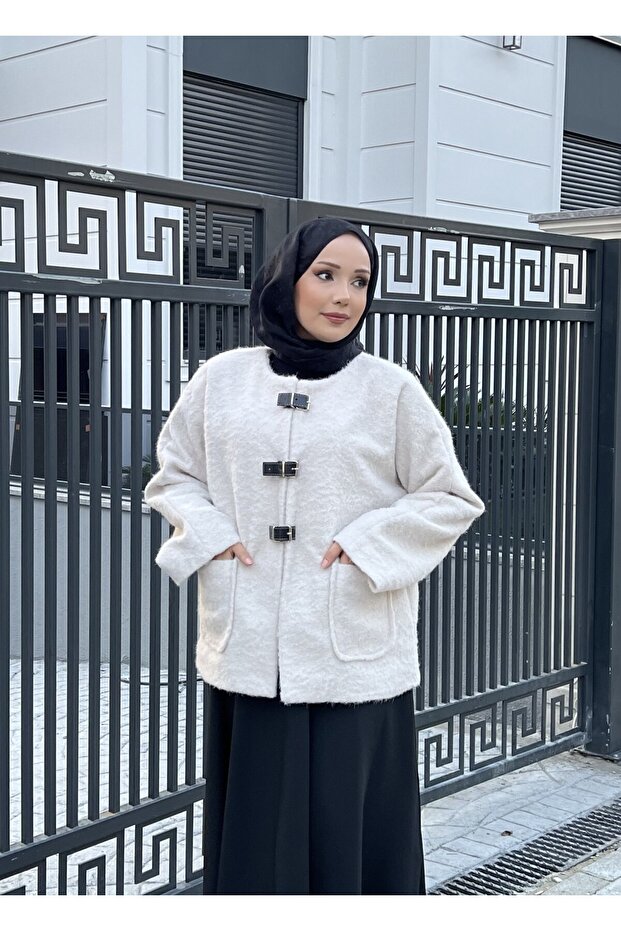 Tüylü Kaşe Ceket - 3
