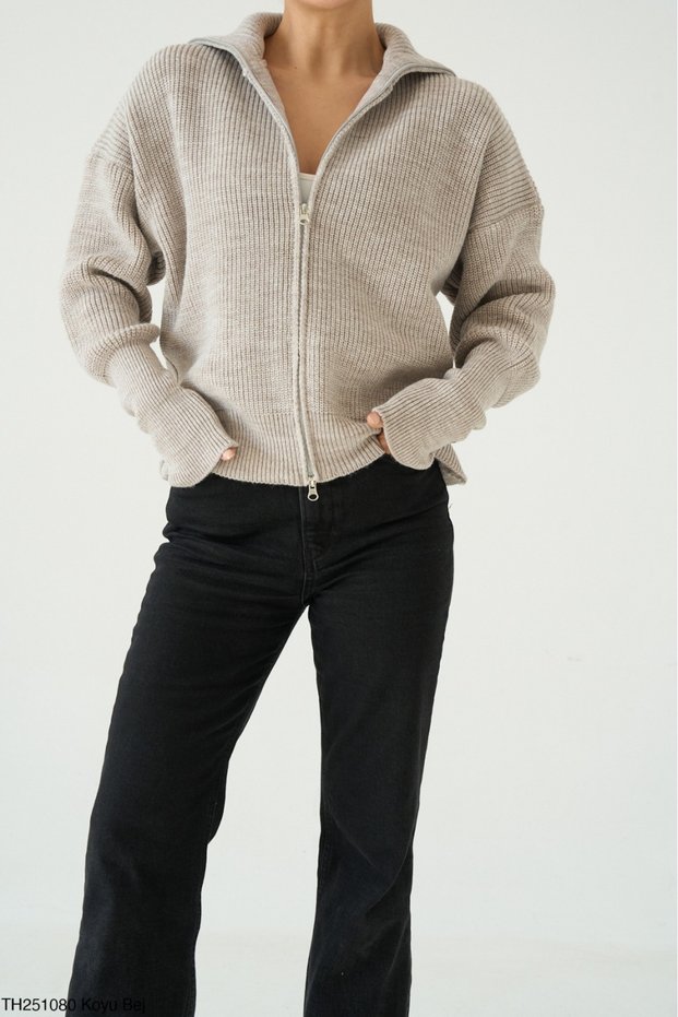 Women's Double Zippered Thessaloniki Knitwear Cardigan