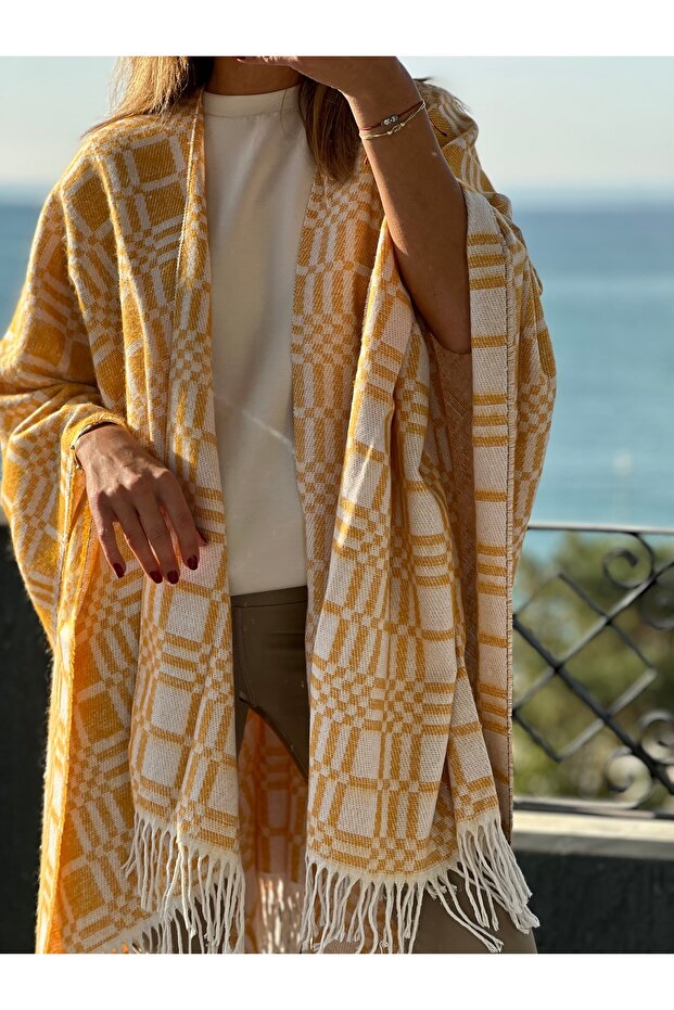 Double-Sided Knitwear Poncho Shawl Women's Clothing Accessory