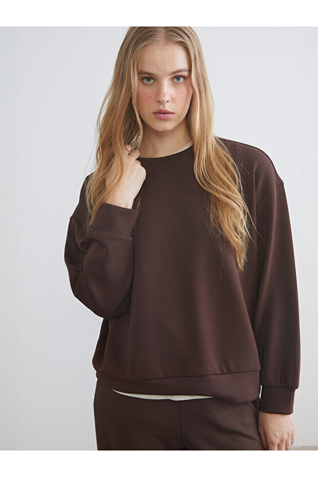 Özmarka New Season Crew Neck Oversize Women's Thick Sweatshirt
