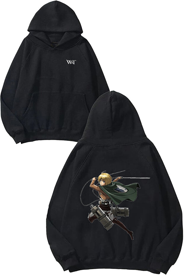 Attack on Titan Armin 2 Design Backpack Printed Black Hooded Sweatshirt