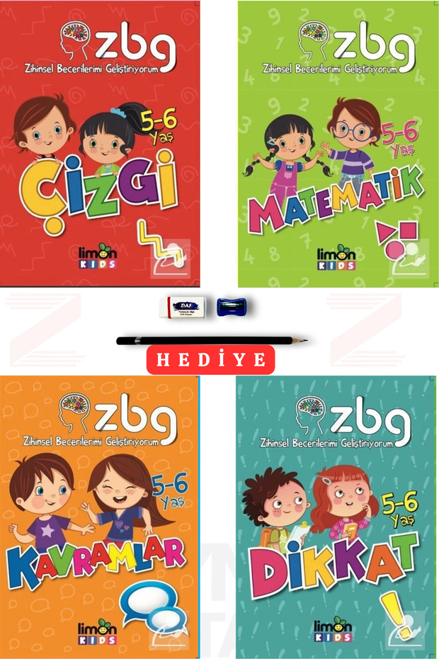 Zbg Mathematics-Line-Concepts-Attention 5-6 Years Old (Pencil Set Gift)
