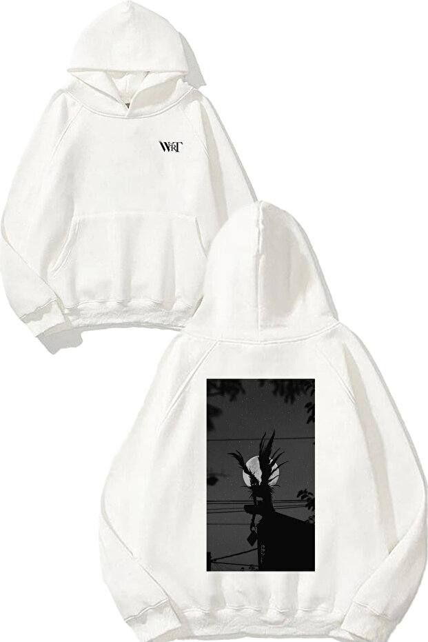 Death Note Ryuk 3 Design Back Printed White Hooded Sweatshirt