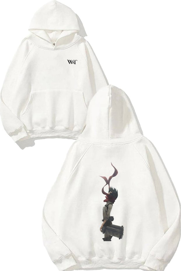 Attack on Titan Mikasa7 Design Backpack Printed White Hooded Sweatshirt