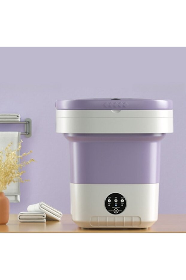 Portable foldable washing machine, 6L capacity, spin function, 3 wash programs, violet - 1