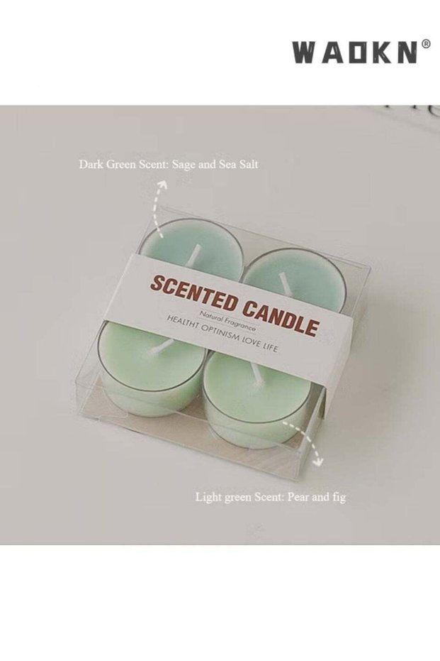 4 Round Tea Wax Aromatherapy Candle Set Creative Scented Candle Gift Fragrance Fragrant Pear And FI