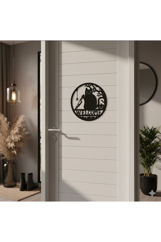 Kedi Figürlü Welcome Kapı Süsü - 1