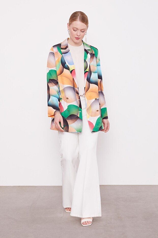 سترة زمرد بأزرار على الجهتين منقوشة - 2