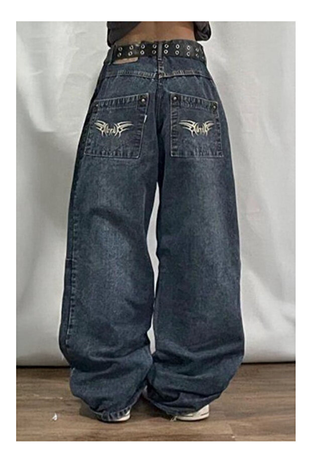 Washable Fabric Streetwear Baggy Jeans Pants